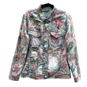 Belle + Day Pretty in Paradise Jeans Jacket Size Medium